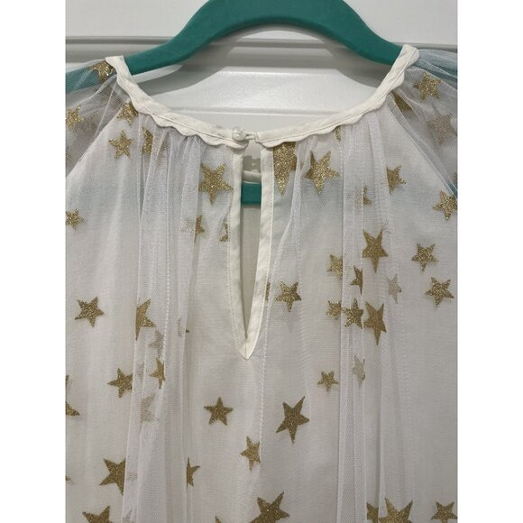 Stella McCartney Kids 14 Years White Tulle Gold Metallic Stars Dress Long Sleeve - Picture 10 of 13